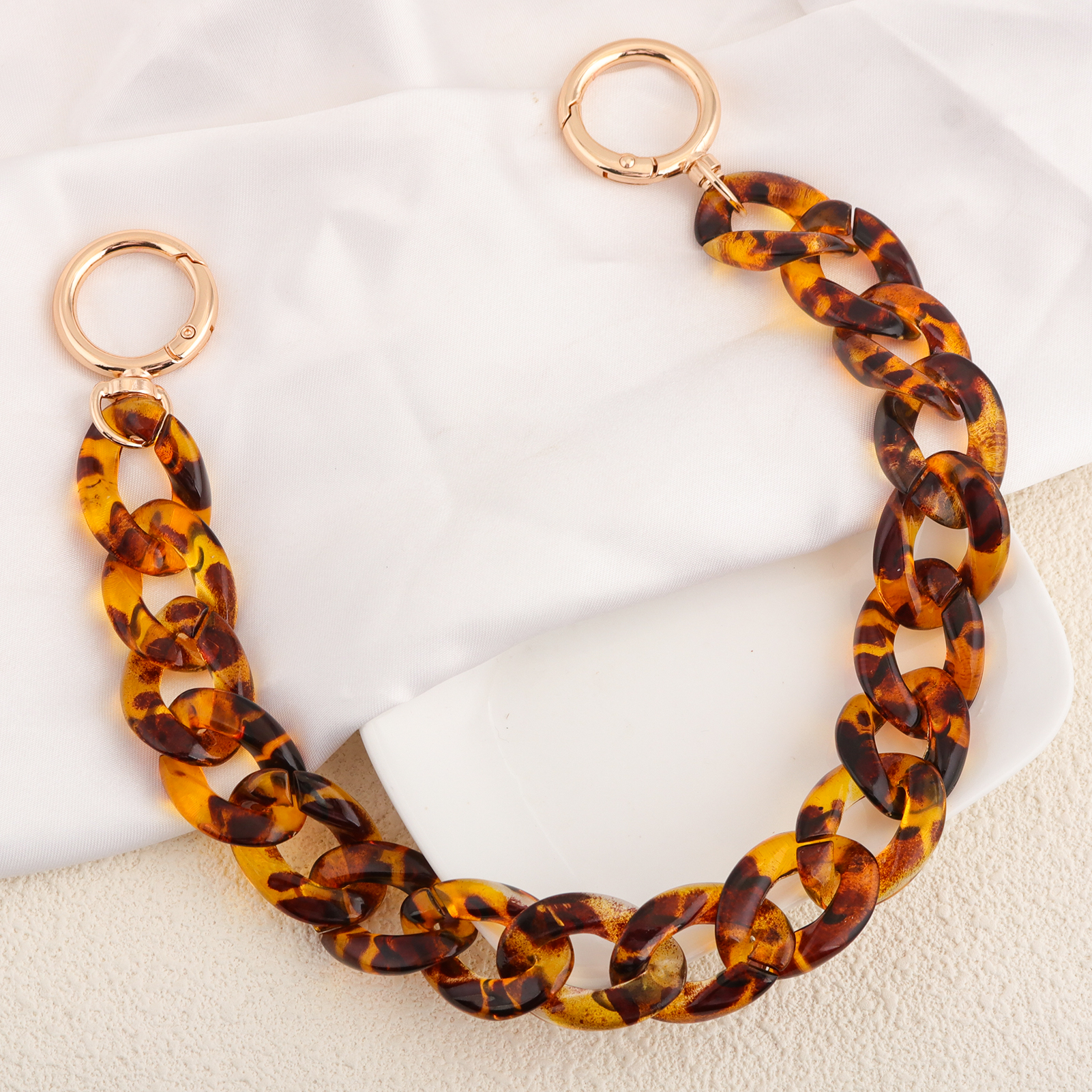 Tortoiseshell Bag Acrylic - Premium Acrylic Bag Chain Amber Tortoiseshell