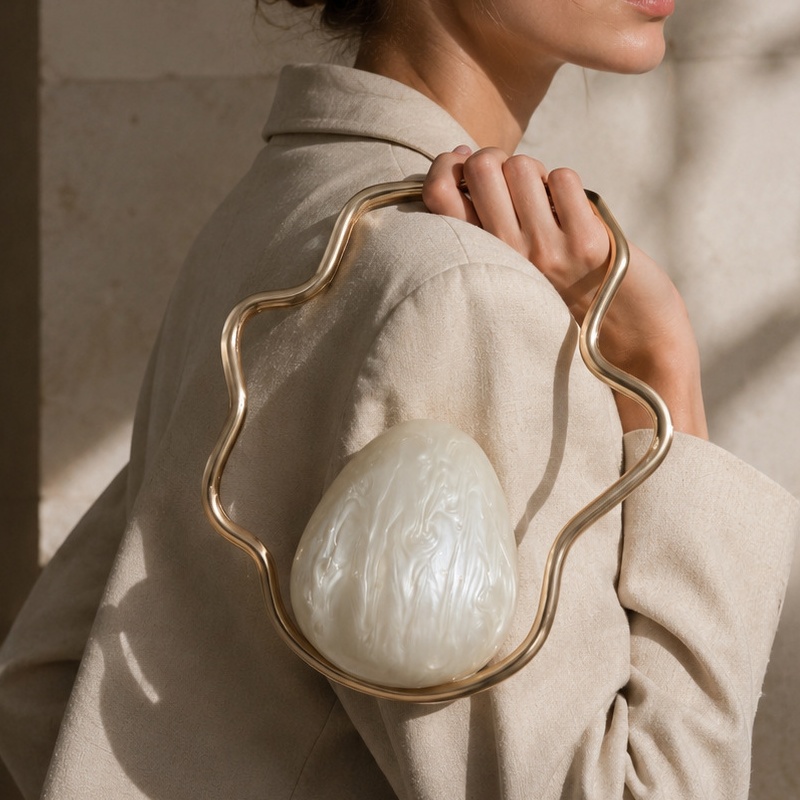 Women Bags Gold - Women mini Acrylic egg bag cute
