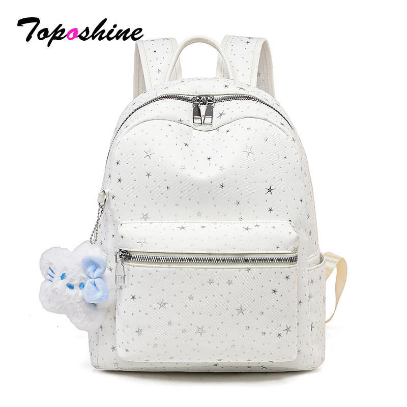 Women Bags White - Toposhine Sweet Star White Backpack Lightweight