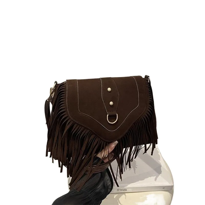 Women Bags Designer - Retro Matte Texture Fringed Shoulder Messenger