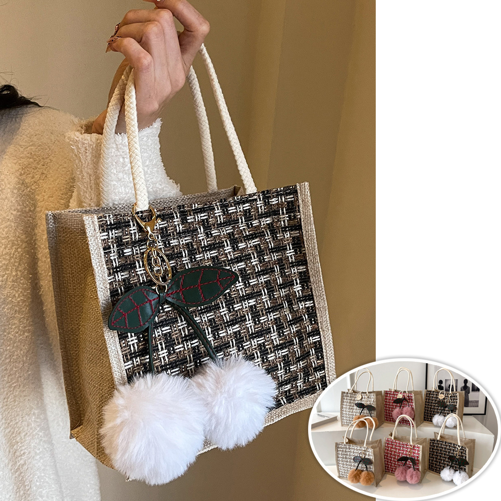 Jute Tote Bag Woven Linen Hand - Women Bags Jute ulasan dan harga