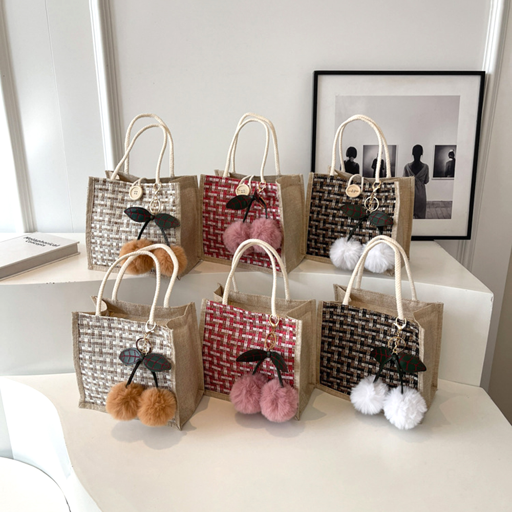 Jute Tote Bag Woven Linen Hand - Women Bags Jute ulasan dan harga