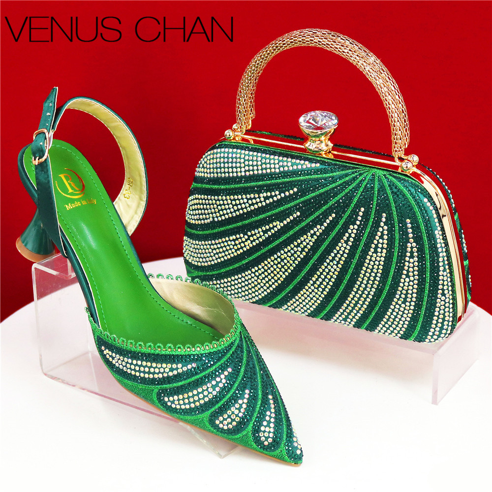 Sparkling Rhinestone Green Pum - Women Bags Medium Size ulasan dan harga