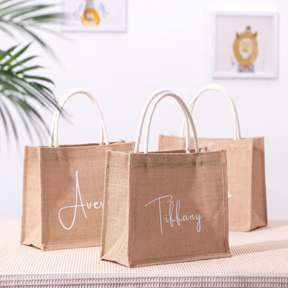 Custom Name Beach Bag Elegant  - Women Bags Jute ulasan dan harga