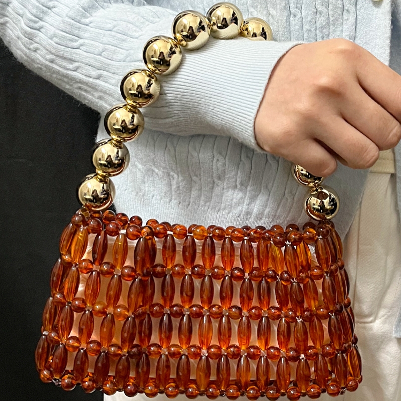 Elegant Handcrafted Beaded Cry - Tortoiseshell Bag Acrylic ulasan dan harga