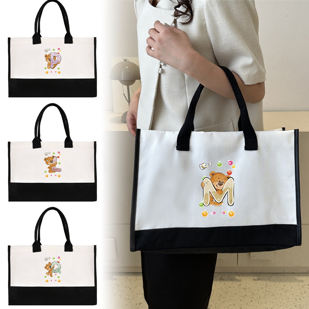 Portable Bear Letter Series Pr - Women Bags Jute ulasan dan harga