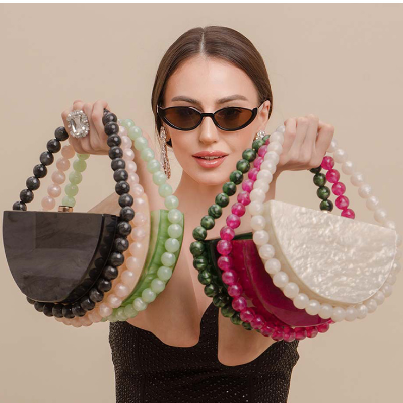 Luxury Pearlescent Bead Chain  - Tortoiseshell Bag Acrylic ulasan dan harga