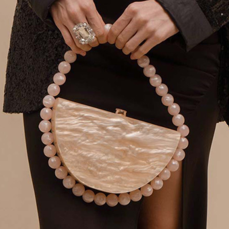 Luxury Pearlescent Bead Chain  - Tortoiseshell Bag Acrylic ulasan dan harga