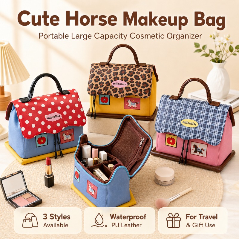 Cute Horse Makeup Bag Waterpro - Women Vanity Bags ulasan dan harga
