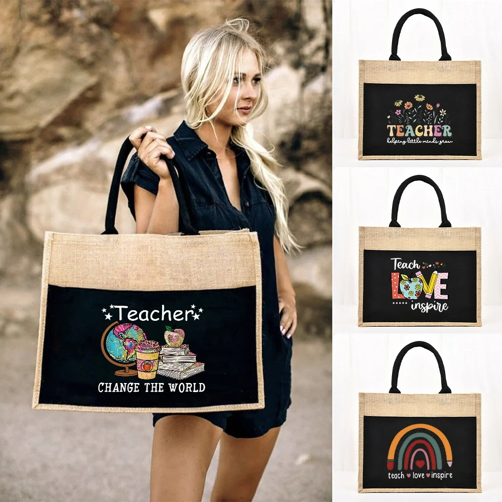 Tote Bag Reusable Jute Shoppin - Women Bags Jute ulasan dan harga