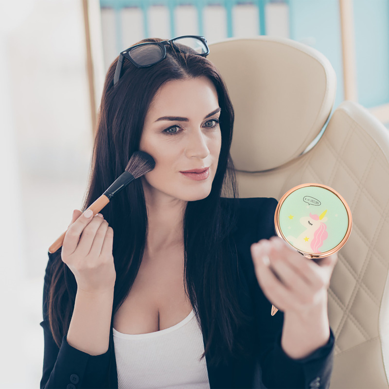 Women Handheld Makeup Mirror L - Women Vanity Bags ulasan dan harga