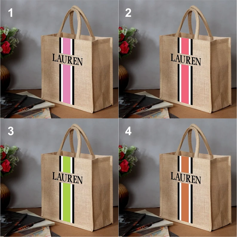 Personalized Tote Bag Jute Bur - Women Bags Jute ulasan dan harga