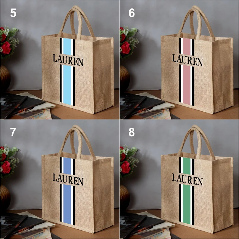 Personalized Tote Bag Jute Bur - Women Bags Jute ulasan dan harga