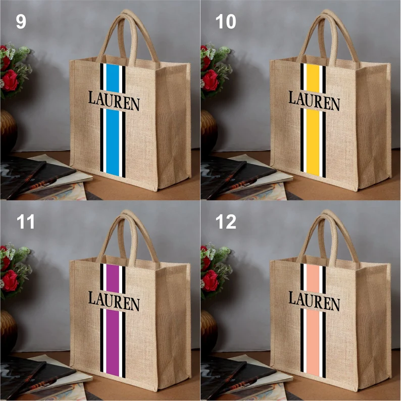 Personalized Tote Bag Jute Bur - Women Bags Jute ulasan dan harga