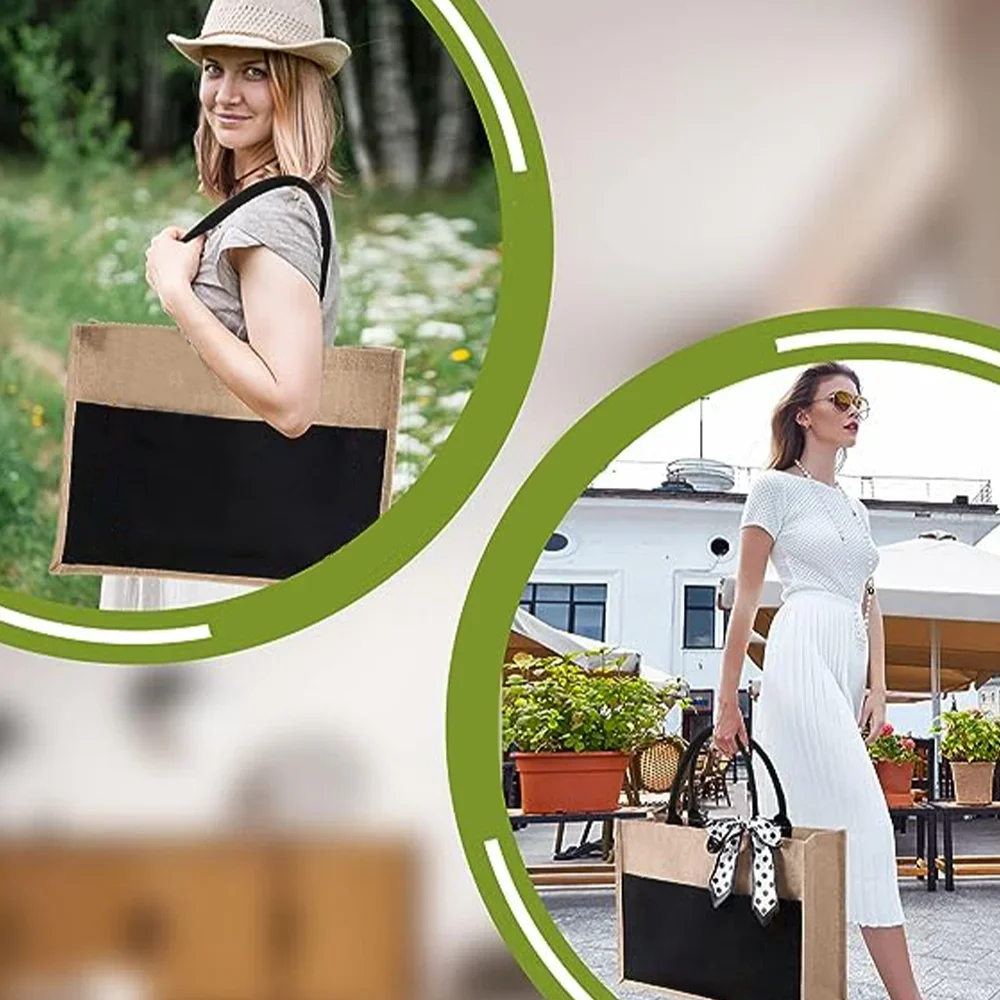 Tote Bag Reusable Jute Shoppin - Women Bags Jute ulasan dan harga