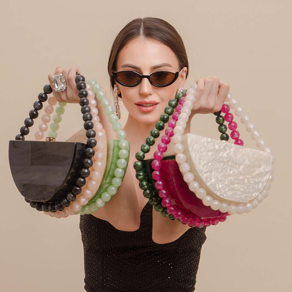 New Pearl Retro Leopard Print  - Tortoiseshell Bag Acrylic ulasan dan harga