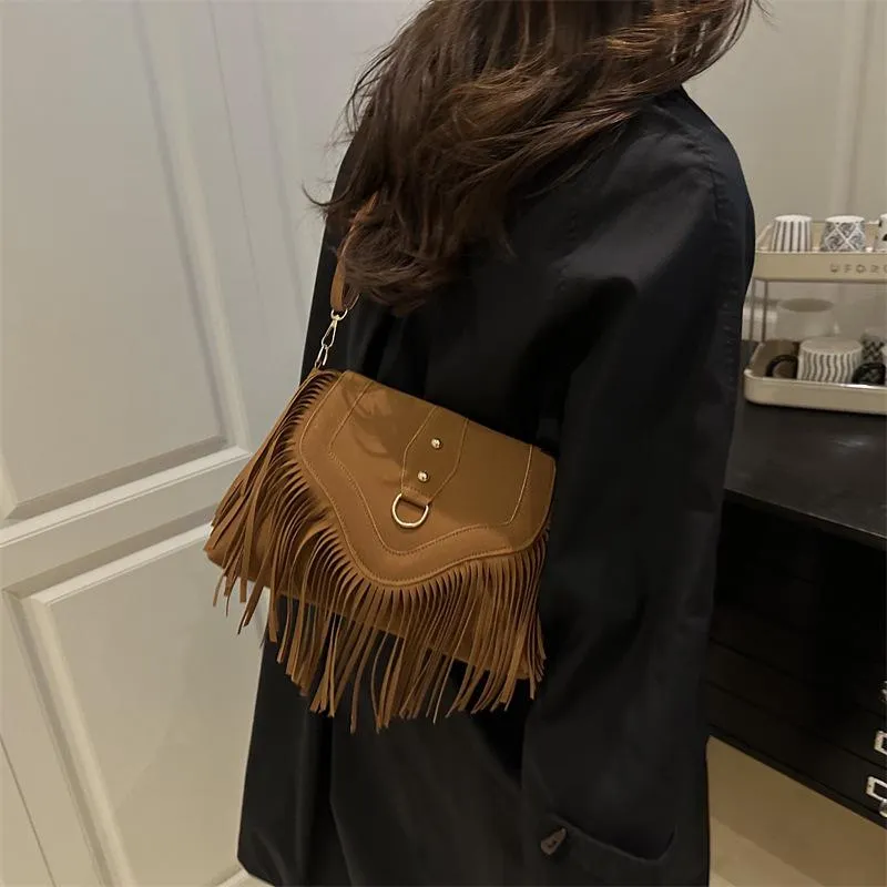 Retro Matte Texture Fringed Sh - Women Bags Designer ulasan dan harga