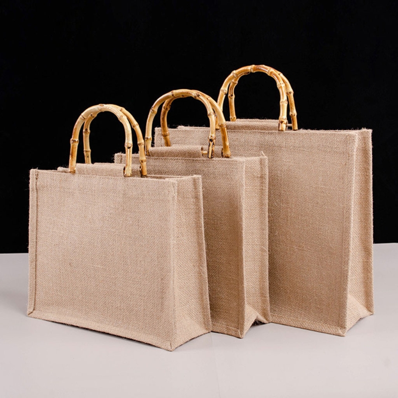 Portable Burlap Jute Shopping  - Women Bags Jute ulasan dan harga