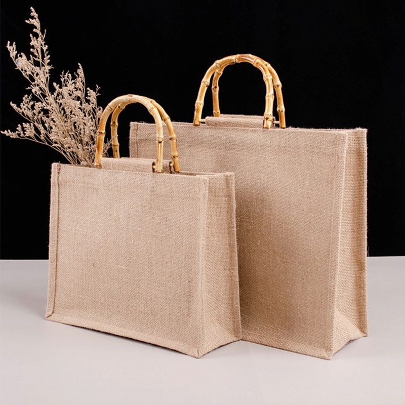 Portable Burlap Jute Shopping  - Women Bags Jute ulasan dan harga