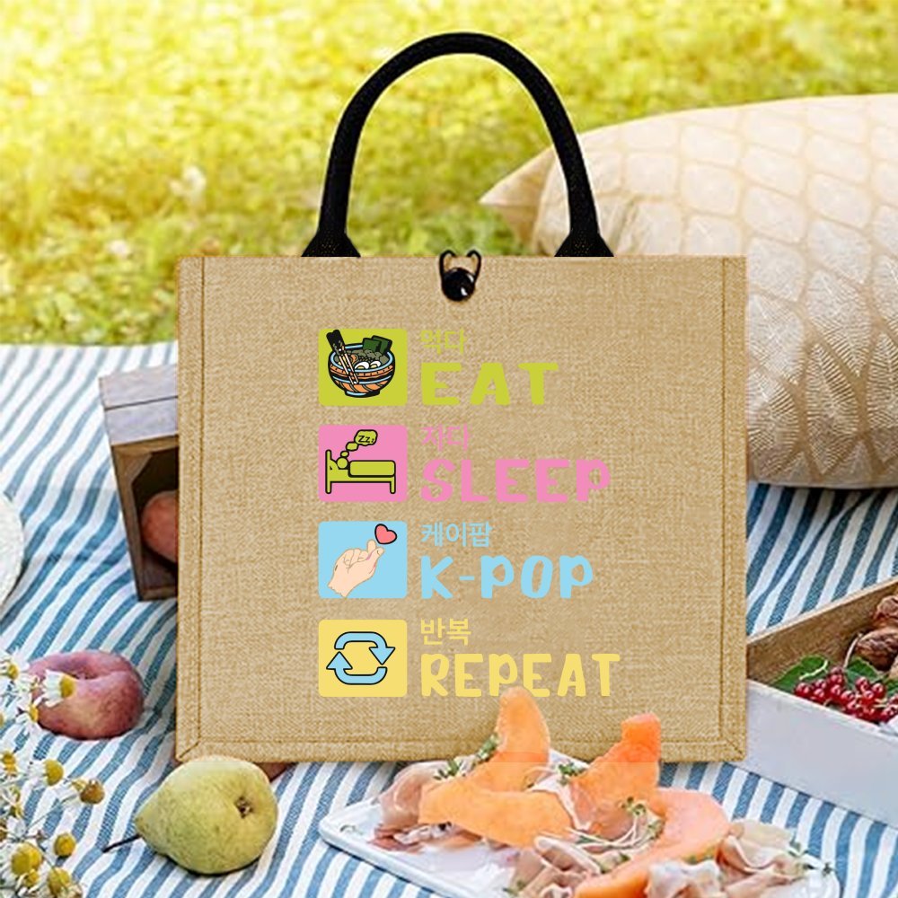 Korean Style Funny Printed Hem - Women Bags Jute ulasan dan harga