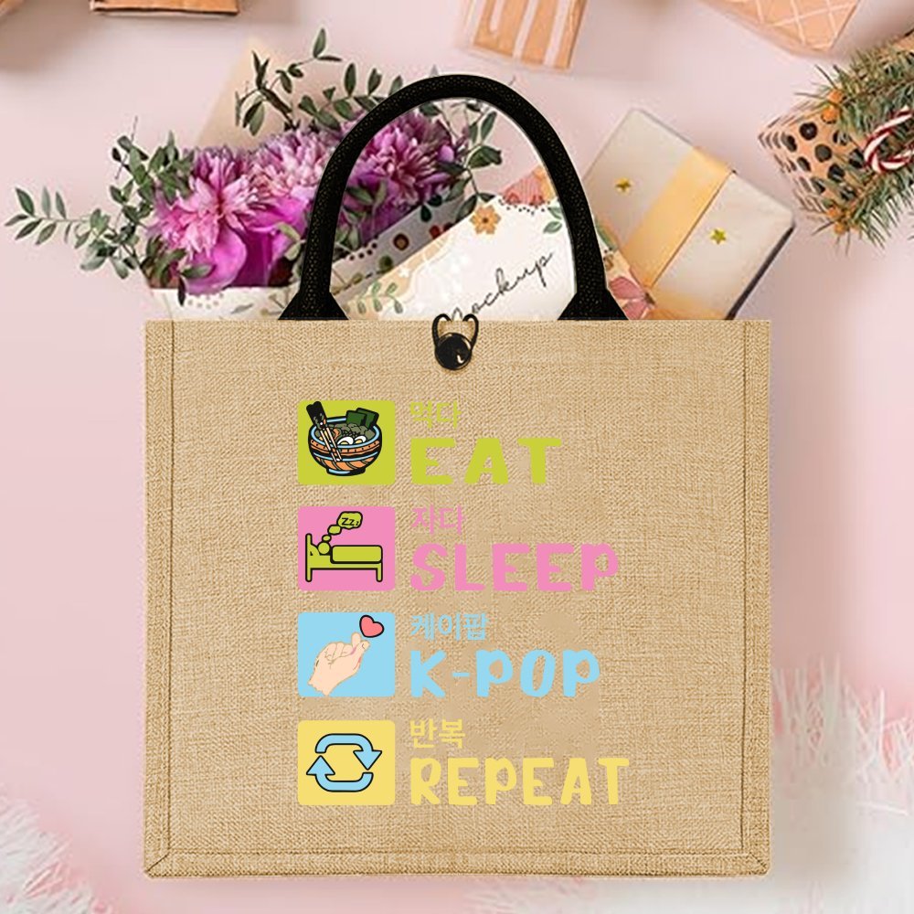 Korean Style Funny Printed Hem - Women Bags Jute ulasan dan harga