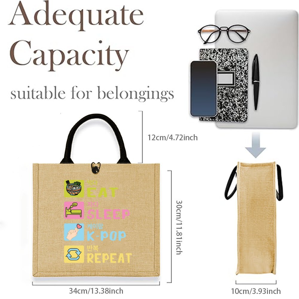 Korean Style Funny Printed Hem - Women Bags Jute ulasan dan harga